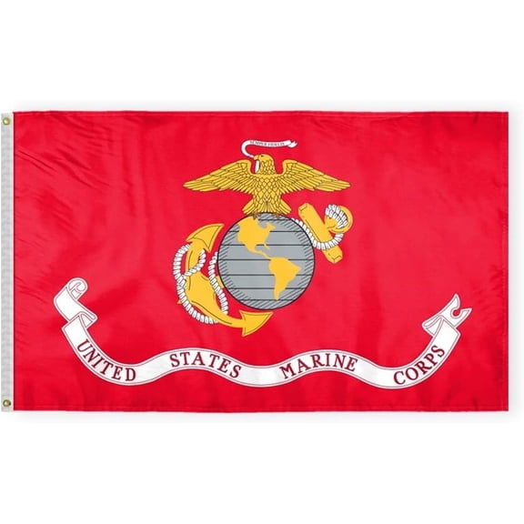 AGAS Marine Corps Flag 3x5 Ft - Printed Durable Polyester Indoor US Military Flag