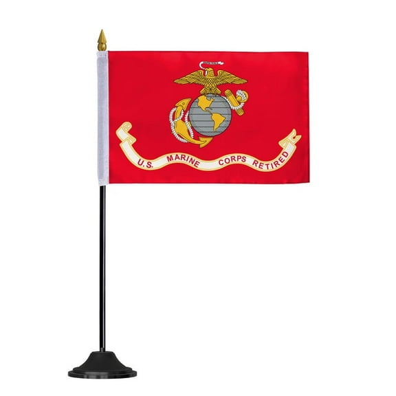 AGAS Marine Corps Retired 4x6 inch Polyester Stick Flag