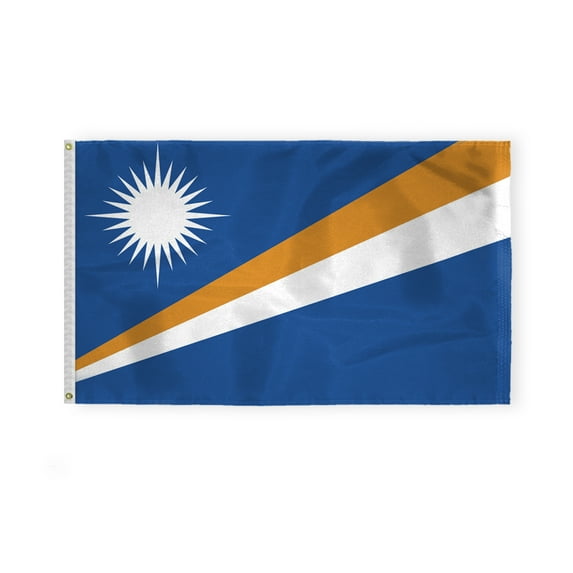 AGAS Marshall Islands Flag 3x5 ft 200D Nylon Fabric Double Stitched Canvas Header Brass Grommets