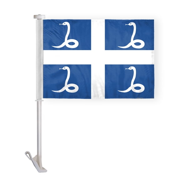 AGAS Martinique Car Flag Premium 10.5x15 inch Printed Double Sided on Super Knit Polyester Double Stitched 19 Inch White Plastic Unbreakable Stiff Pole France French Martinique National Car Flag