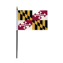 AGAS Maryland Stick Flag 4x6 Inch with 11 inch Plastic Pole - Printed Polyester - State of Maryland Small Flag on Stick