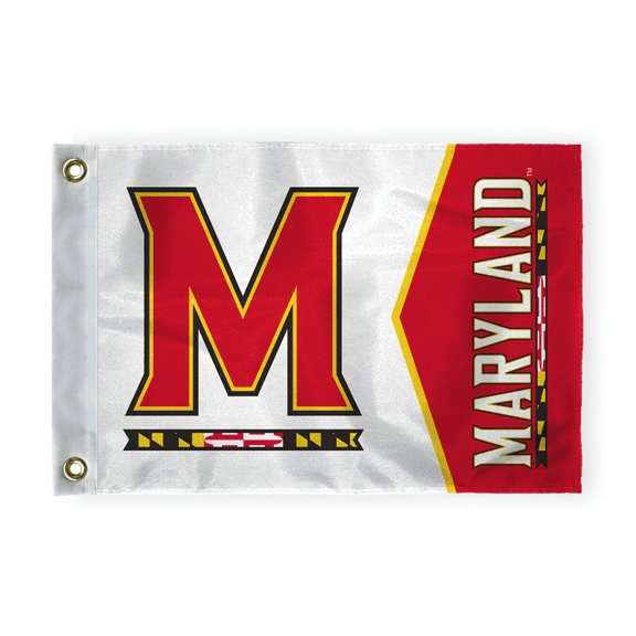AGAS Maryland UMD Terrapins Golf Flags with Grommets 14"x20", Mini Putting Green Flags for Yard, 200D Nylon, Canvas Header Stitched Borders