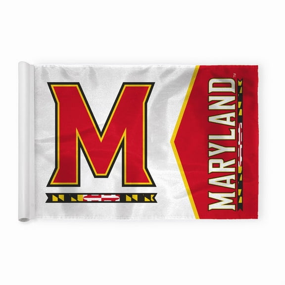 AGAS Maryland UMD Terrapins Golf Flags with Tube Insert 14x20 inch, Mini Putting Green Flags for Yard, 200D Nylon, Canvas Header Stitched Borders