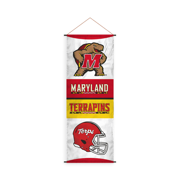 AGAS Maryland UMD University Banner Scroll Sign 17.5" × 48" with Hanging Cord – Polyester Terps Wall Banner