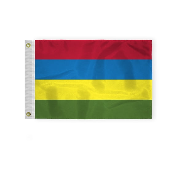 AGAS Mauritius Nautical Flag 12x18 inch Mini Mauritian National Flag Outdoor 200D Nylon Double Stitched Hem Rust Proof Brass Grommets Canvas Header Mauritian National Boat Flag