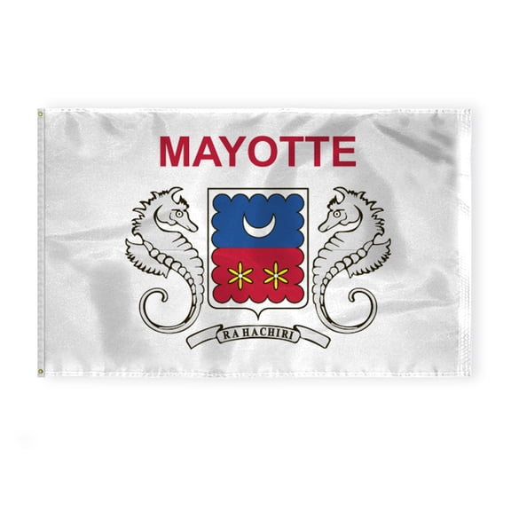 AGAS Mayotte Flag 5x8 ft 200D Nylon 6 Needle Lock Stitched Fly Hem Rust Proof Brass Grommets Big Size French Region of Mayotte National Flag