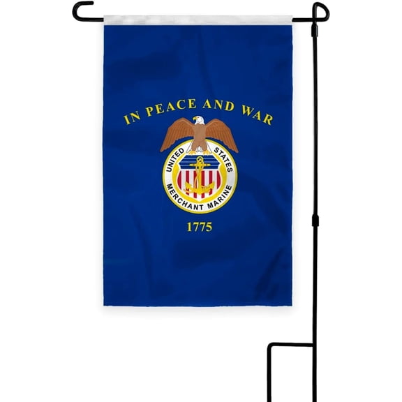 AGAS Merchant Marine Garden Flag - 18 x 12 inch Printed Single Sided 200D Nylon - 18 inch Sewn Nylon Sleeve with Stitched Edges - US Military Yard Décoration - Pole not Included.