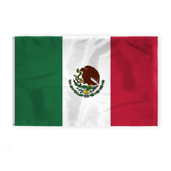 AGAS Mexico 5x8 ft Flag - 200D Nylon - Stitched Edges - Canvas Header Brass Grommets - Fade Proof Sharp Colors - Large Size - Mx National Flag.