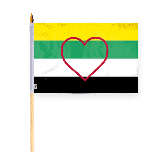 AGAS Mini Skoliosexual Pride Stick Flag 12x18 inch Flag on a 24 inch Wooden Flag Stick - Sewn Edges Fade Resistant Polyester - Skoliosexual Handheld Stick Flag