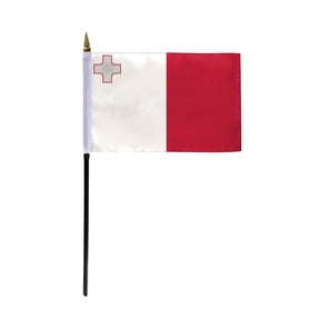 AGAS Monaco Flag 4x6 inch - 11" Plastic Pole 100% Polyester Stitched Edges Monégasque - French Monacans National Mini Flag on a Stick