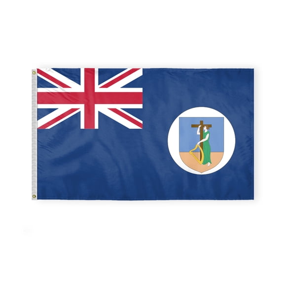 AGAS Montserrat Flag 3x5 ft Double Stitched Hem 100% Polyester Metal Grommets Indoor British Carribean Montserrat National Flag
