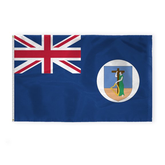 AGAS Montserrat Flag 5x8 ft 200D Nylon 6 Needle Lock Stitched Fly Hem Rust Proof Brass Grommets Big Size British Carribean Montserrat National Flag
