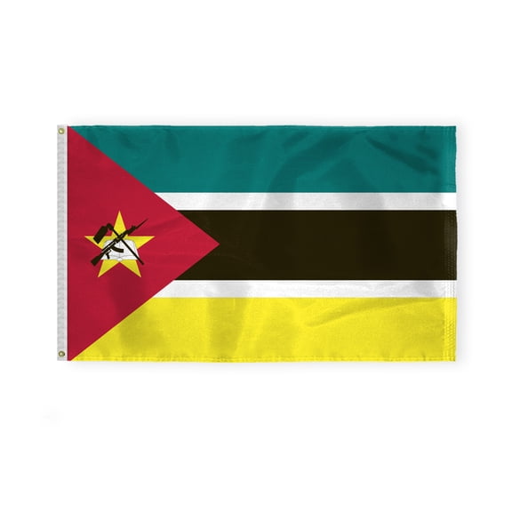 AGAS Mozambique Flag 3x5 ft 200D Nylon Fabric Double Stitched Canvas Header Brass Grommets Fade Resistant & Vivid Colors Can be Hung on Flagpole Outside or Indoors on a Wall