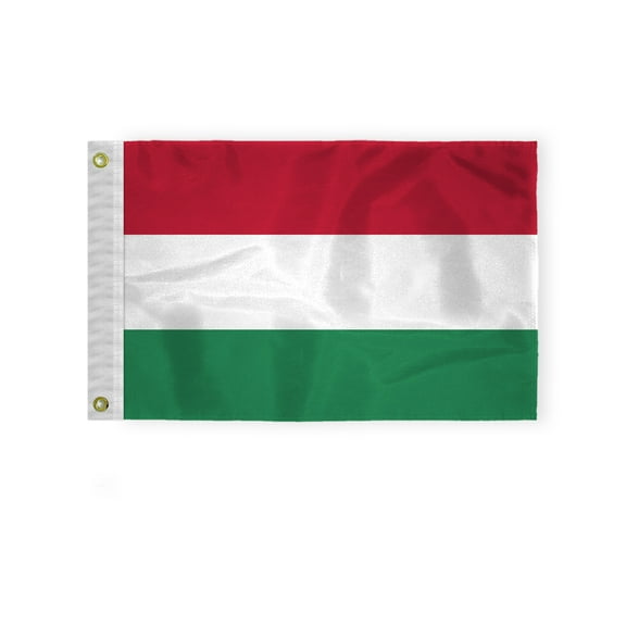 AGAS National Flag of Hungary 12x18 inch Mini Hungary Flag 200D Nylon Fabric Double Stitched Canvas Header Brass Grommets Fade Resistant & Vivid Color Hungary Boat Flag