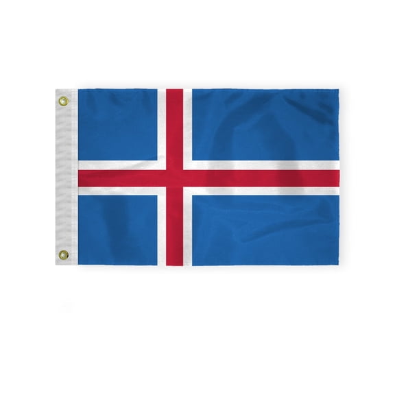 AGAS National Flag of Iceland 12x18 inch Mini Iceland Flag 200D Nylon Fabric Double Stitched Canvas Header Brass Grommets Fade Resistant & Vivid Color Iceland Boat Flag