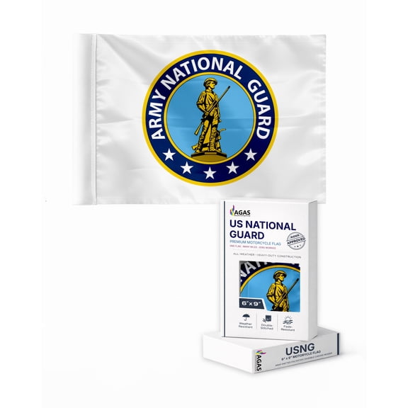 AGAS National Guard Motorcycle Flag - 6x9 inch - Double Sided Printed Wrap Knitted Polyester - Double Stitched Edges - US Military Bike Flag Only,No Pole.