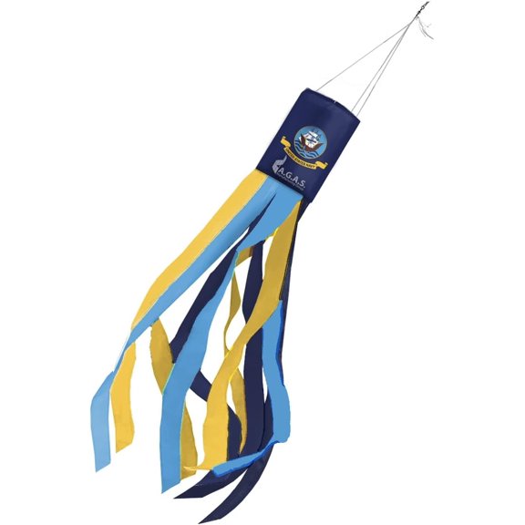 AGAS Navy 60 inch Windsock Printed Single Sided on Outdoor Heavy Duty Nylon US Military Service Hanging Decoration Windsocks for Yard US Military Yard Décor - Clip for Hanging.