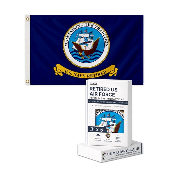 AGAS Navy Retired 3x5ft Polyester Flag