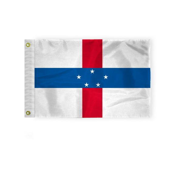 AGAS Netherlands Antilles Courtesy Flag 12x18 inch Mini Netherlands Antilles Flag Nylon Netherlands Antilles Boat Flag Dutch Caribbean Nautical Flag