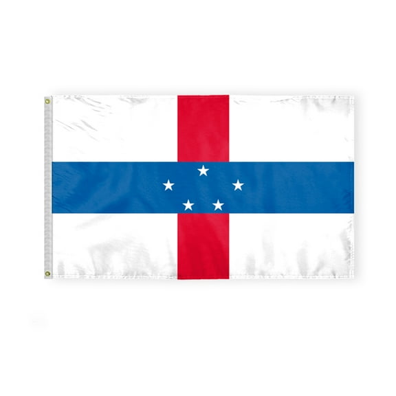 AGAS Netherlands Antilles National Flag 3x5 ft Polyester Fabric Double Stitched Polyester Fabric Header Metal Grommets Fade Resistant & Vivid Colors Indoor Dutch Caribbean Flag