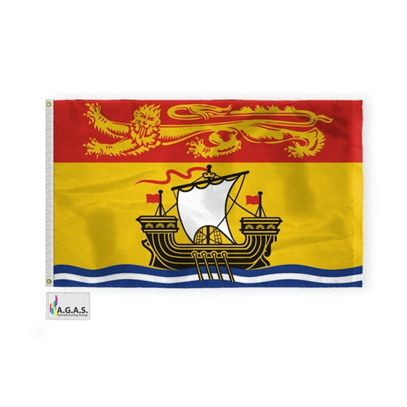 AGAS New Brunswick Canada Flag 3 x 5 ft Double Stitched Hem 100% Polyester Plated Grommets Indoor Canadian Province of New Brunswick Flag
