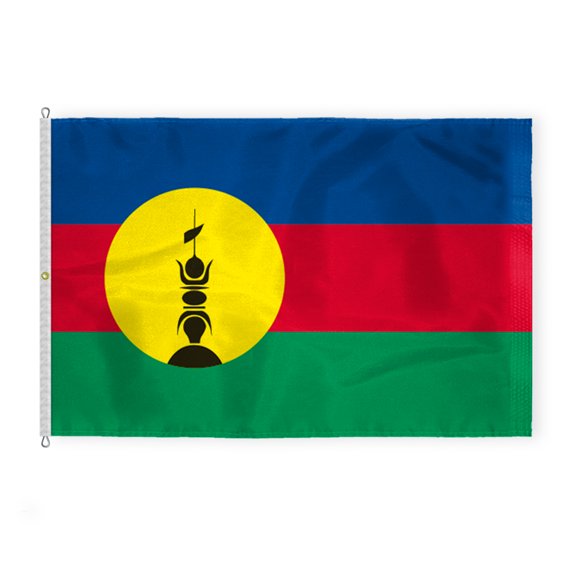AGAS New Caledonia Flag 8x12 ft - 200D Nylon - Stitched Edges - Canvas Header - Rope Thimble & 1 Brass Grommet - Fade Proof - Large Size Caledonian Flag