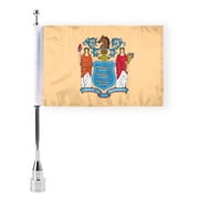 AGAS New Jersey State Motorcycle Flag 6x9 inch - Double-Layered Printed 3-Ply Durable Knitted Polyester - 0.75 inch Sleeve - Fits on 3/8" Mount Pole (Not Included)