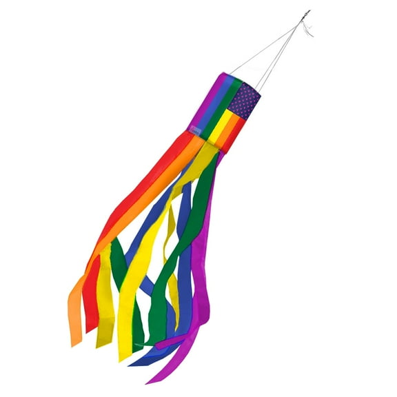 AGAS New Old Glory Triangles Pride 60 inch Column Windsock - Printed Single Sided on Outdoor Heavy Duty Nylon - Clip for Hanging