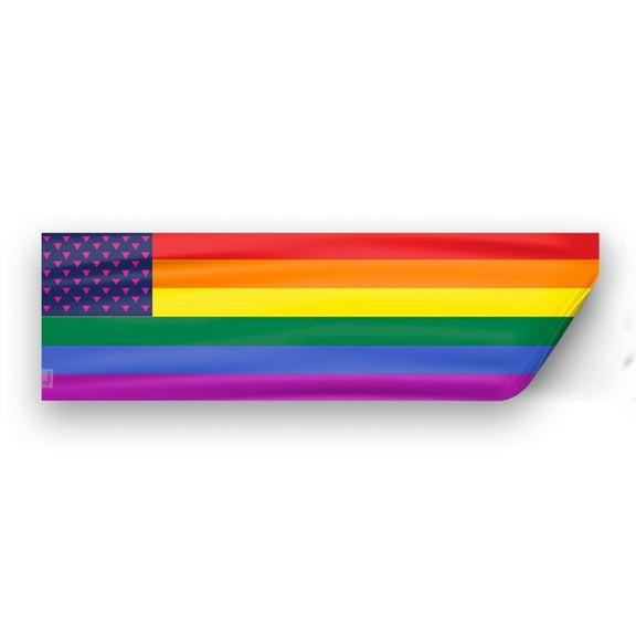 AGAS New Old Glory Triangles Pride Flag 3x10 inch Static Window Cling -Vinyl Material - Removable, Resusable and Leaves no Residue