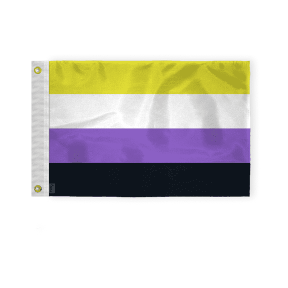 AGAS Non Binary Pride Boat Nautical Flag 12x18 Inch - Double Sided Printed 200D Nylon - Brass Grommets Fade Proof Vivid Colors - Small Nonbinary flag for Bike Car