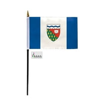 AGAS Northwest Territories Canada Flag 4 x 6 inch - 11" Plastic Pole 100% Polyester Stitched Edges Canadian Province of Northwest Territories Mini Flag on a Stick