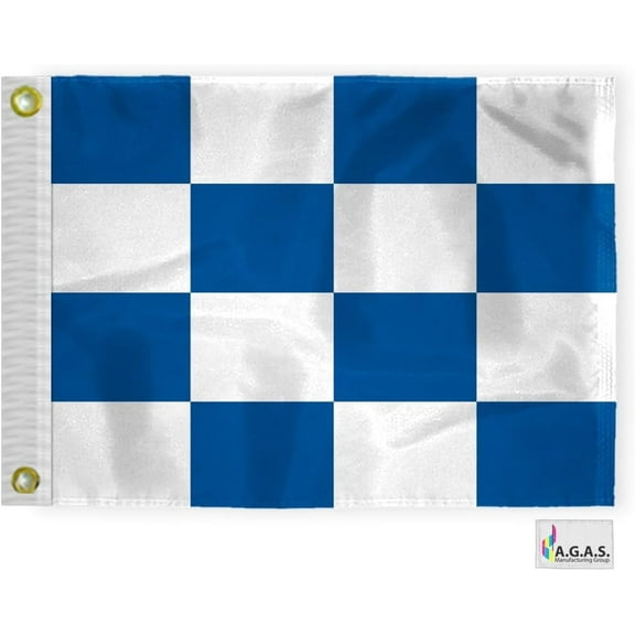 AGAS November Code N Marine Sign Flag - Printed 200D Nylon - Canvas Header - Brass Grommets - Colorfast & Stitched Edges - Nautical Boat Flag - Naval Code Signal Flag.