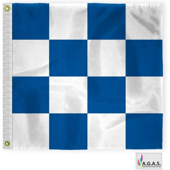 AGAS November Code N Marine Signal Flag - Printed 200D Nylon - Canvas Header - Brass Grommets - Colorfast & Stitched Edges - Nautical Boat Flag - Naval Code Signal Flag.