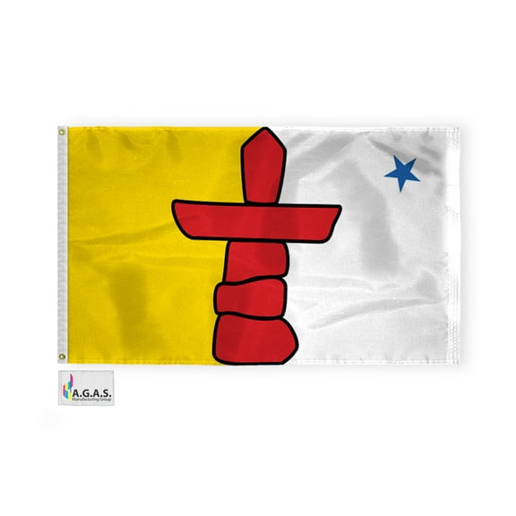 AGAS Nunavut Canada Flag 3 x 5 ft Double Stitched Hem 100% Polyester Plated Grommets Indoor Canadian Province of Nunavut Flag