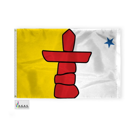 AGAS Nunavut Canada Flag 3 x 6 ft 200D Nylon Fabric Double Stitched Canvas Header Brass Grommets Fade Resistant & Vivid Colors Canadian Province of Nunavut Flag (Official ratio 1:2)