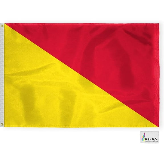AGAS Oscar Code O Marine Signal Flag - Printed 200D Nylon - Canvas Header - Brass Grommets - Colorfast & Stitched Edges - Nautical Boat Flag - Naval Code Signal Flag.