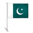 thumbnail image 1 of AGAS Pakistan Car Flag Premium 10.5x15 inch Double Stitched Edges Double Sided Print on Superknit Polyester 19 Inch White Plastic Unbreakable Stiff Pole, 1 of 1