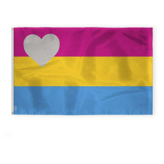 AGAS Panromantic Pride Flag 5x8 Ft - Printed 200D Nylon - Brass Grommets Stitched Edges Fade Proof Sharp Colors Indoor/Outdoor Panromantic flag