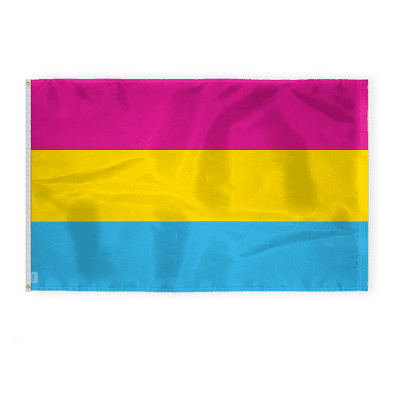 AGAS Pansexual Pan Pride Flag 5x8 Ft - Double Sided Printed 200D Nylon - Brass Grommets Stitched Edges Fade Proof Sharp Colors Indoor/Outdoor Pansexual Pride flag