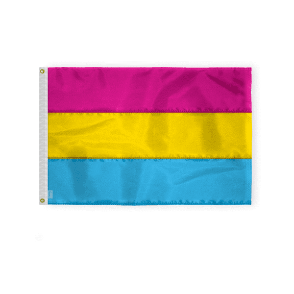 AGAS Pansexual Pride Embroidered Pride Flag 3x5 Ft - Fully Sewn Stitched Stripes - Brass Grommets Canvas Header - Quadruple Stitched Fly End