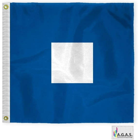 AGAS Papa Code P Marine Signal Flag - Printed 200D Nylon - Canvas Header - Brass Grommets - Colorfast & Stitched Edges - Nautical Boat Flag - Naval Code Signal Flag.