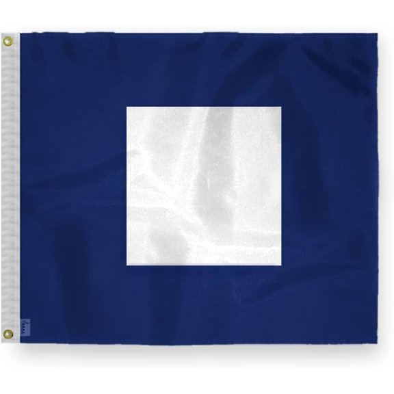 AGAS Papa Code P Marine Signal Flag - Printed 200D Nylon - Canvas Header - Brass Grommets - Colorfast & Stitched Edges - Nautical Boat Flag - Naval Code Signal Flag.
