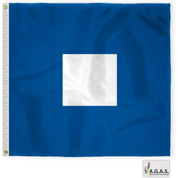 AGAS Papa Code P Marine Signal Flag - Printed 200D Nylon - Canvas Header - Brass Grommets - Colorfast & Stitched Edges - Nautical Boat Flag - Naval Code Signal Flag.