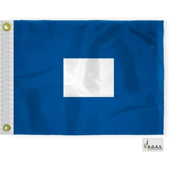 AGAS Papa Code P Marine Signal Flag - Printed 200D Nylon - Canvas Header - Brass Grommets - Colorfast & Stitched Edges - Nautical Boat Flag - Naval Code Signal Flag.
