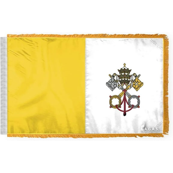 AGAS Papal Vatican City Ceremonial Flag 4x6 Ft - 200D Nylon w/ Gold Fringe & Canvas Header