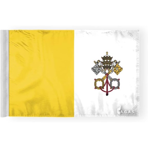 AGAS Papal Vatican City Motorcycle Flag 6x9 Inch – Double Sided, Wrap Knitted Polyester flag