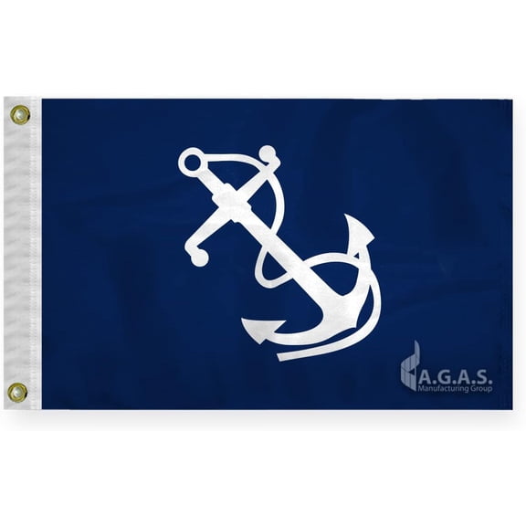AGAS Port Captain Officers Flag - 12 x 18 Inch - Embroidered 200 Nylon - Stitched Edges - Brass Grommets Canvas Heading - Port Captain Yacht Club Officers Flag.