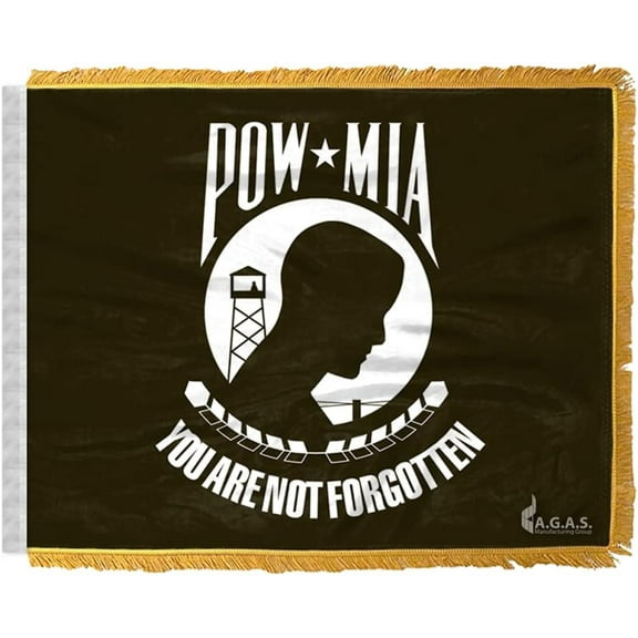 AGAS Pow Mia Car Antenna Flag 12x18 inch - 32"x7/8" Pvc Antenna Sleeve- Printed Single Sided on Wrap Knitted Polyester - Double Stitched Fade and Water Resistant - You are not Forgotten Car Flag.