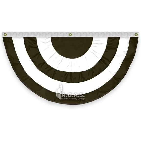 AGAS Pow Mia Flag Bunting Pleated Fan - Full Size 3x6 Ft - Printed Single Sided on 200D Nylon - Five Alternate Black and White Stripes Indoor/Outdoor Full Fan Banner - Canvas Header 3 Brass Grommets.