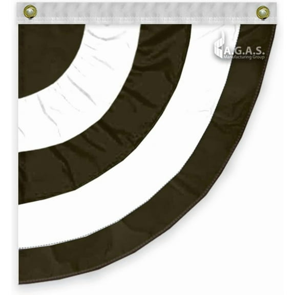 AGAS Pow Mia Flag Bunting Pleated Fan - Half Size 3x3 Ft Right Side - 200D Nylon - Alternate Black and White Stripes Indoor/Outdoor Half Fan Banner - Canvas Header 2 Brass Grommets.
